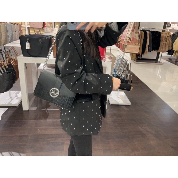 Michael Kors Carmen Carmen Md Convertible Shoulder Bag Black Crocodile Leather - Picture 12 of 12